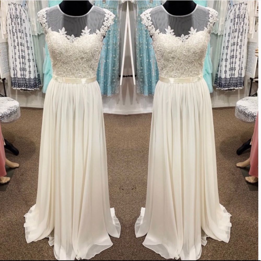 Ivory empire waist beaded wedding dress